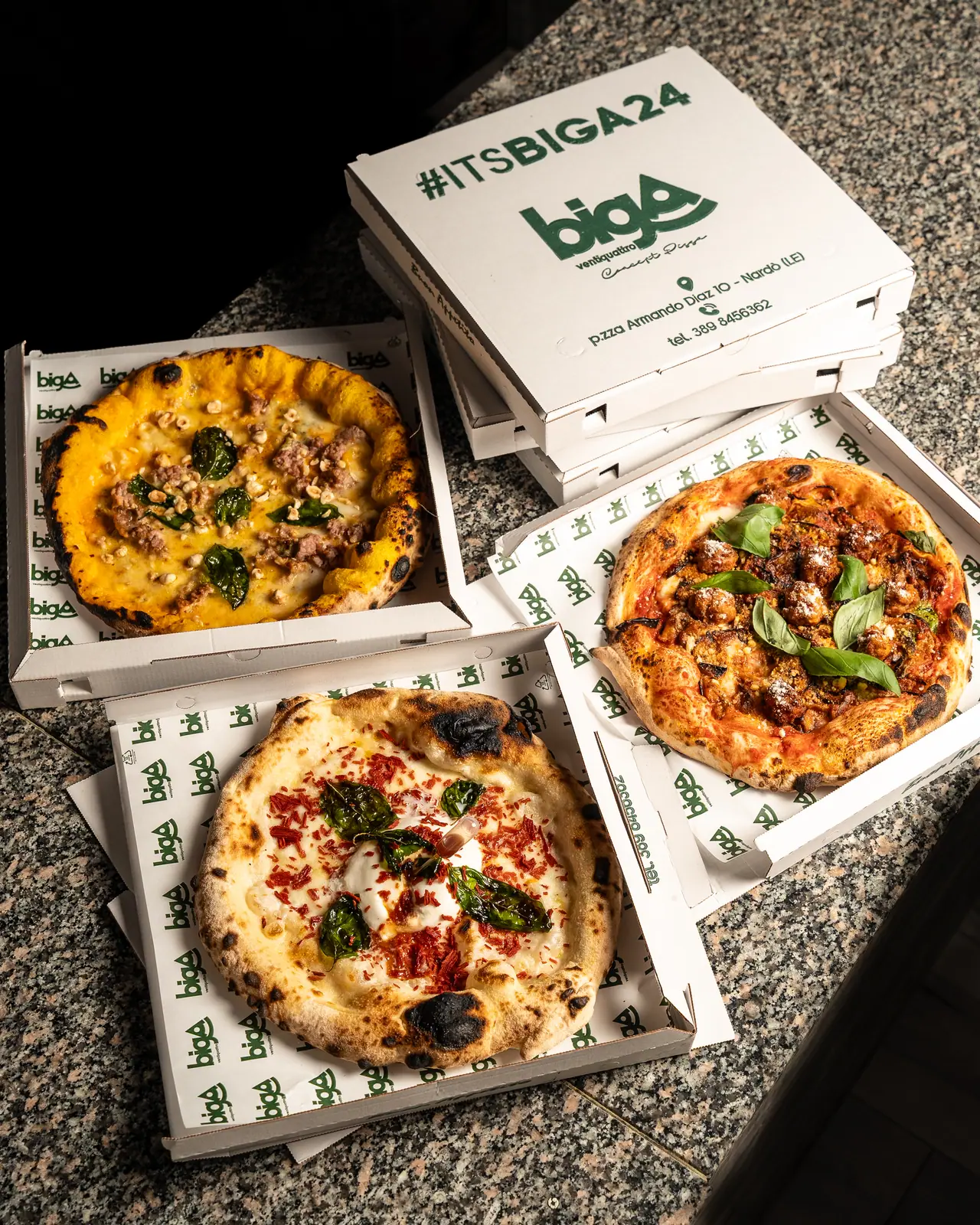Pizze da asporto nelle scatole Biga 24